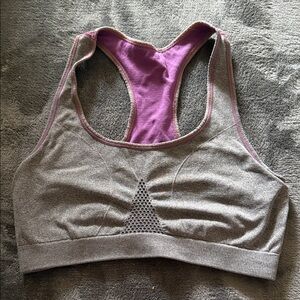 Women's Gray & Purple Racerback Sports Bra